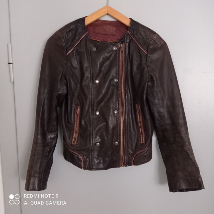 Blouson en cuir marron t38 Kookaï