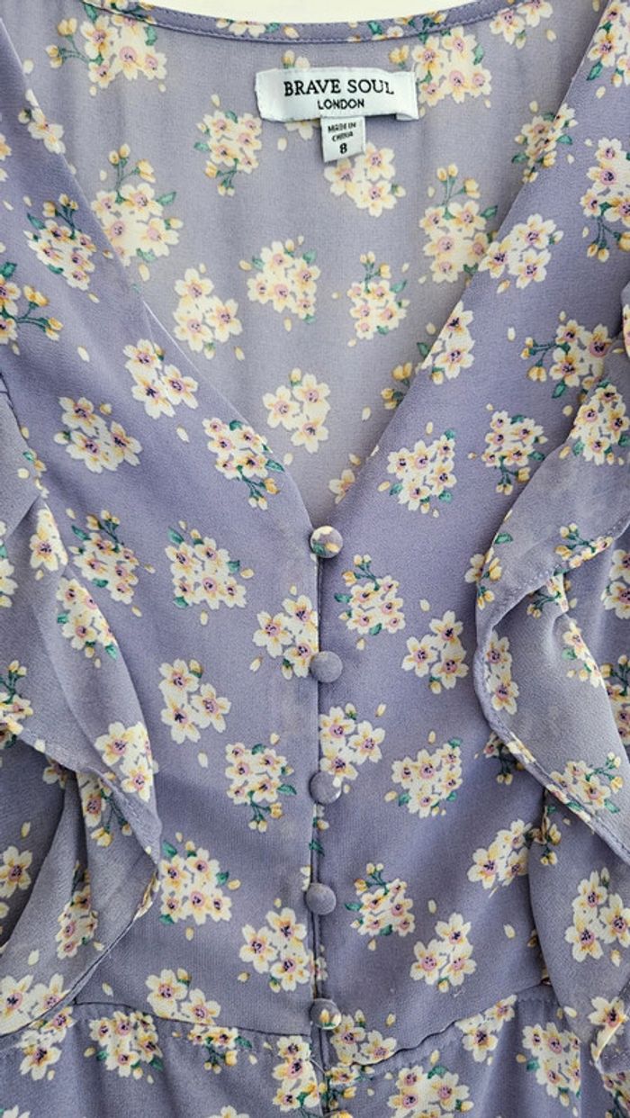 Robe longue lilas fleurie multicolore, taille 36, Brave Soul - photo numéro 3
