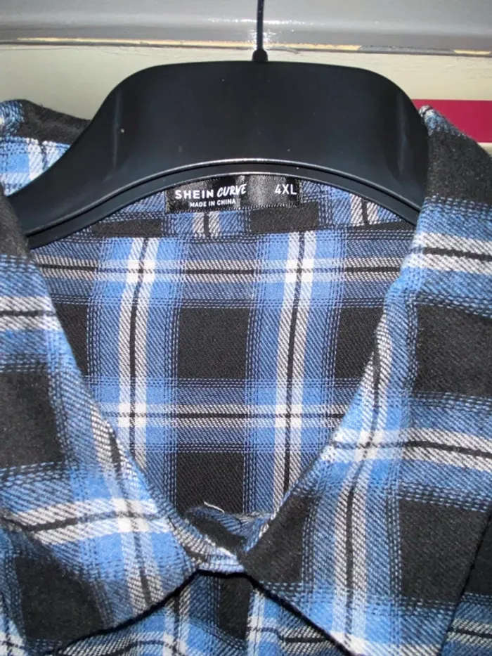 superbe chemise robe tunique à carreaux bleu SHEIN taille 4xl 52 neuve - photo numéro 3
