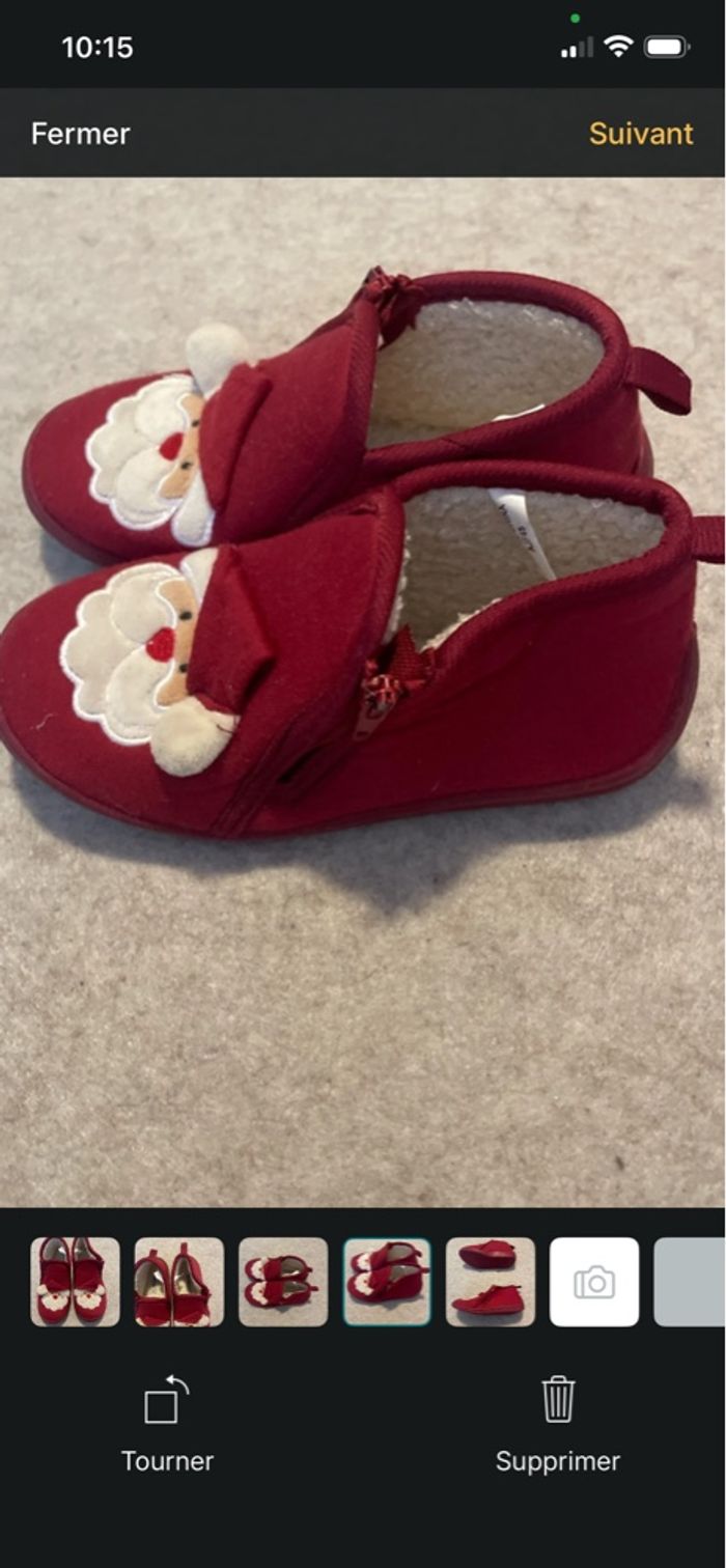 Chaussons rouges, Noël Kiabi, taille 27 fourrées. Très bon état. - photo numéro 3