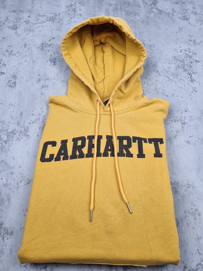 Pull capuche Carhartt jaune moutarde Taille M - photo numéro 2