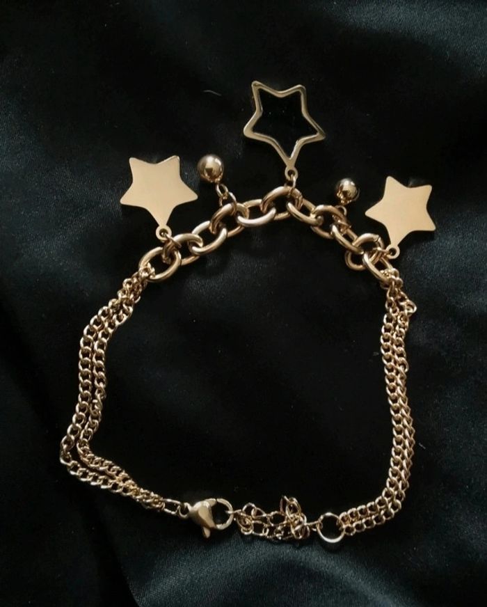 F35 Bracelet gourmette acier inoxydable étoile ajustable