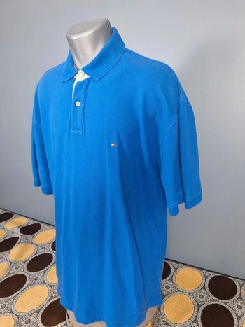 Polo tommy hilfiger bleu  - taille XL 100% coton - logo brodé (34)