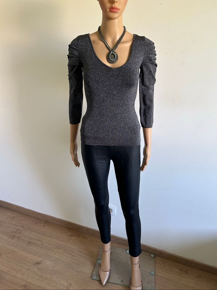 Pull argenté pailleté Morgan taille M comme neuf - photo numéro 3