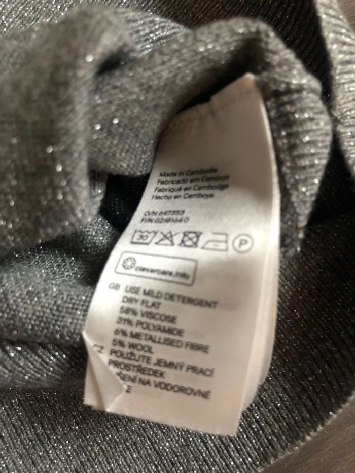 Petit pull pailleté gris argenté H&M taille S - photo numéro 4