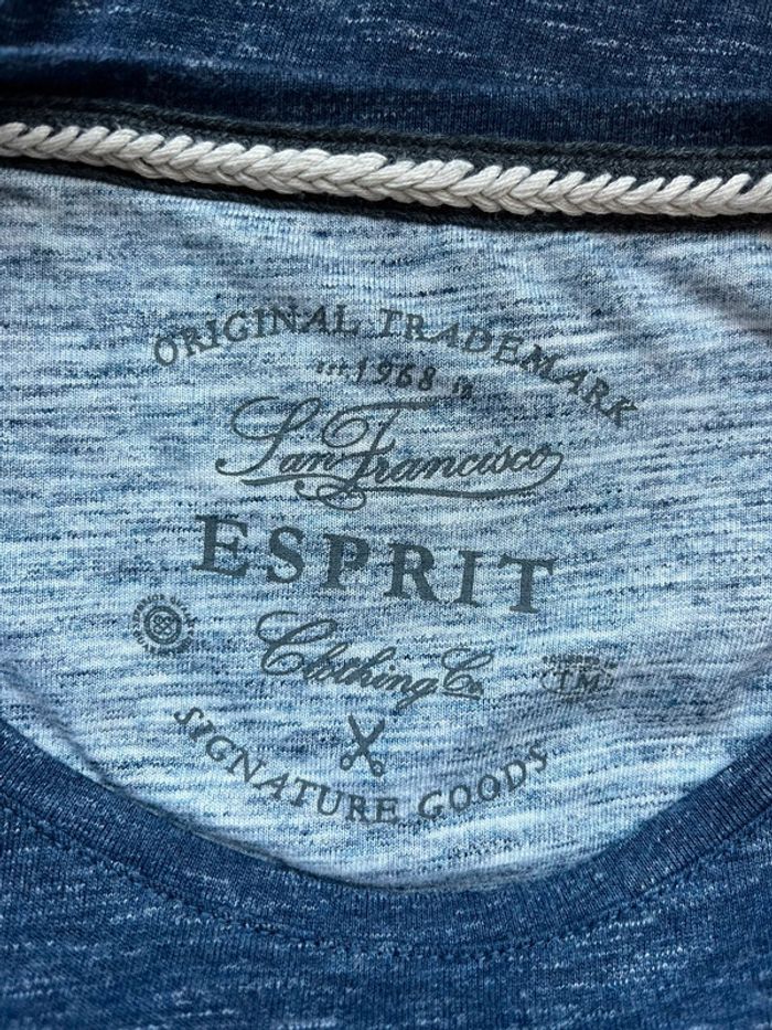 T-shirt bleu navy col rond manches courtes polycoton Esprit - photo numéro 4