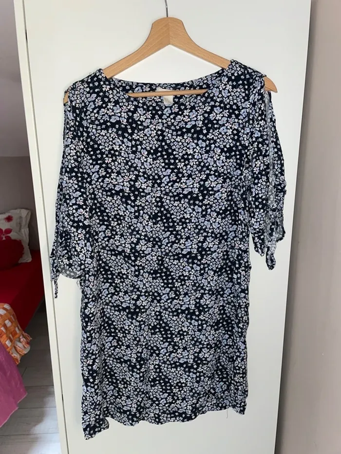 Robe fleurie bleue H&M 38