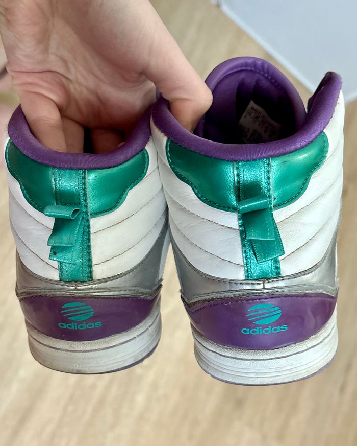 Baskets Adidas montantes rétro – violet & turquoise, style vintage street - photo numéro 7