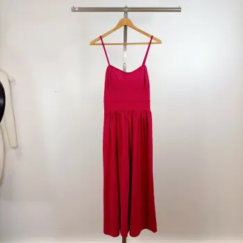 Robe cerise CIT Atelier taille 38 smocks dos 100 % coton bretelles fines été A1342