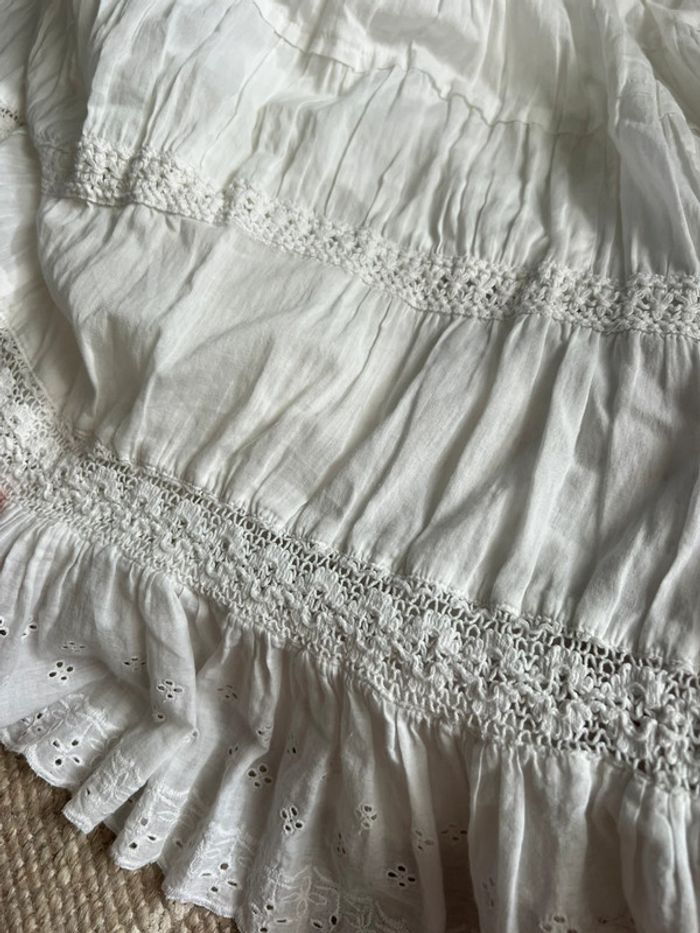 Jupe longue blanche 100% coton Boho Summer Cottagecore vintage 90s - Taille S - photo numéro 6