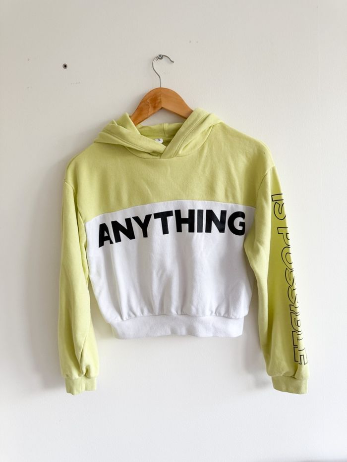 Sweat-shirt à capuche vert Ani blanc terranova taille 34 XS