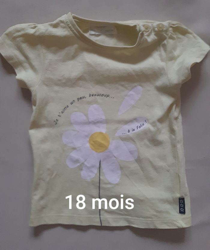 tee-shirt manches courtes jaune fille - marguerite - Mes petits cailloux - 18 mois