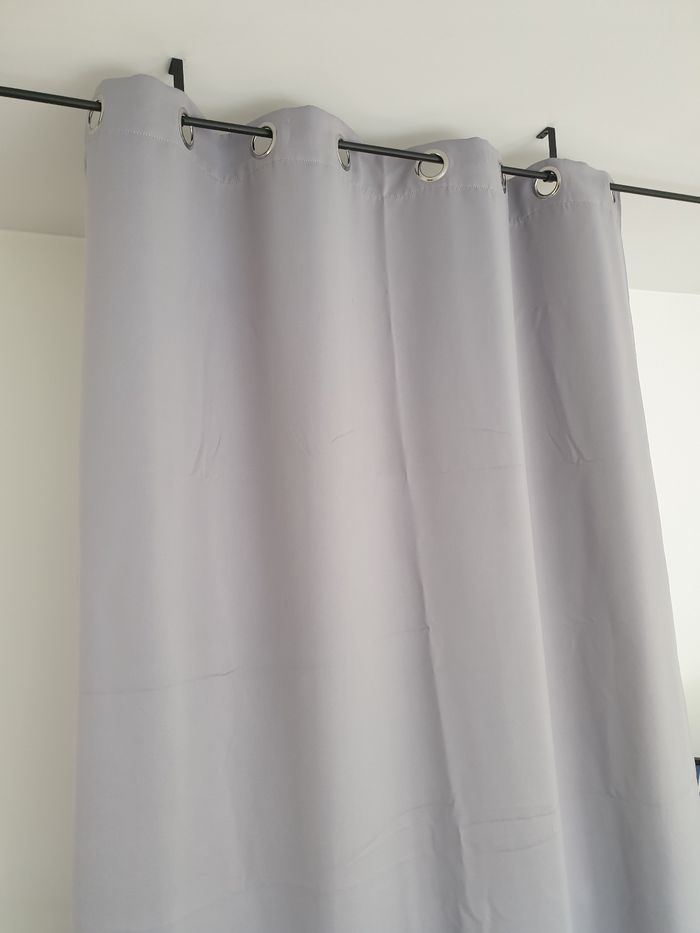 Rideau occultant gris a oeillets - photo numéro 2