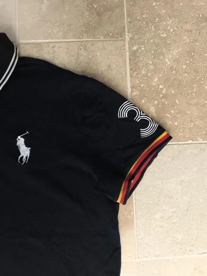 Polo Ralph Lauren homme M custom slim fit noir equipe Allemagne - photo numéro 3
