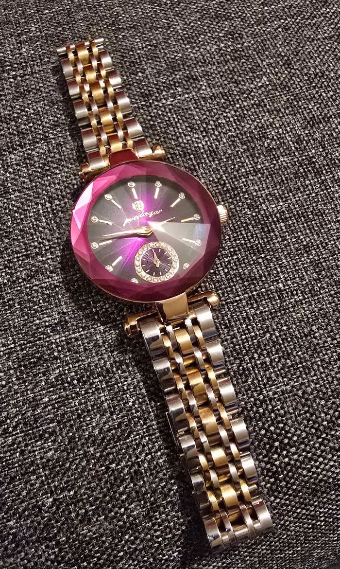 Montre Bijou Podeagar Quartz Étanche Argenté Doré Violet Très Bon État - photo numéro 2