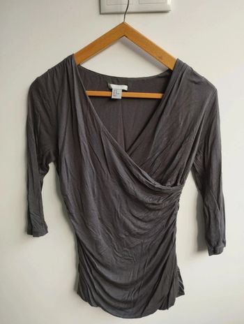 Top manches 3/4 cache coeur gris taille M