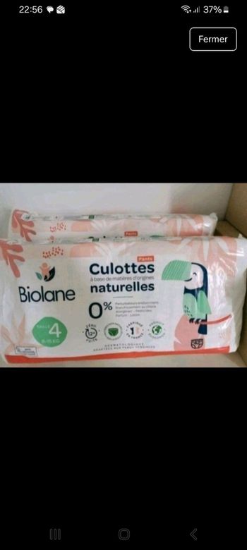 2 paquets de couches pants biolane neuves. Taille 4