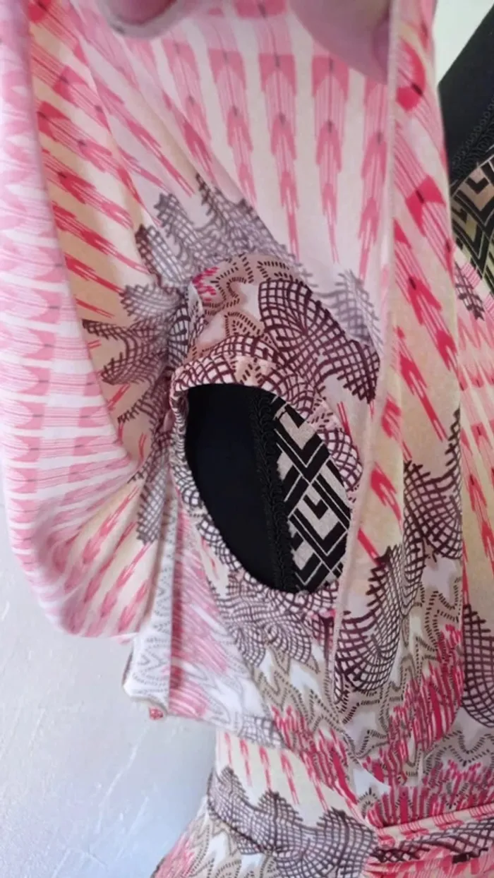 🌸Blouse effet cache-cœur, Sépia, taille 36 - photo numéro 3