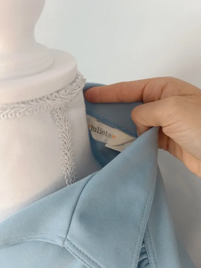 Chemise vintage bleu ciel – Julieta – T. 40 - photo numéro 5