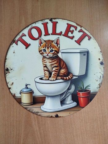 Plaque décorative Chat Toilet