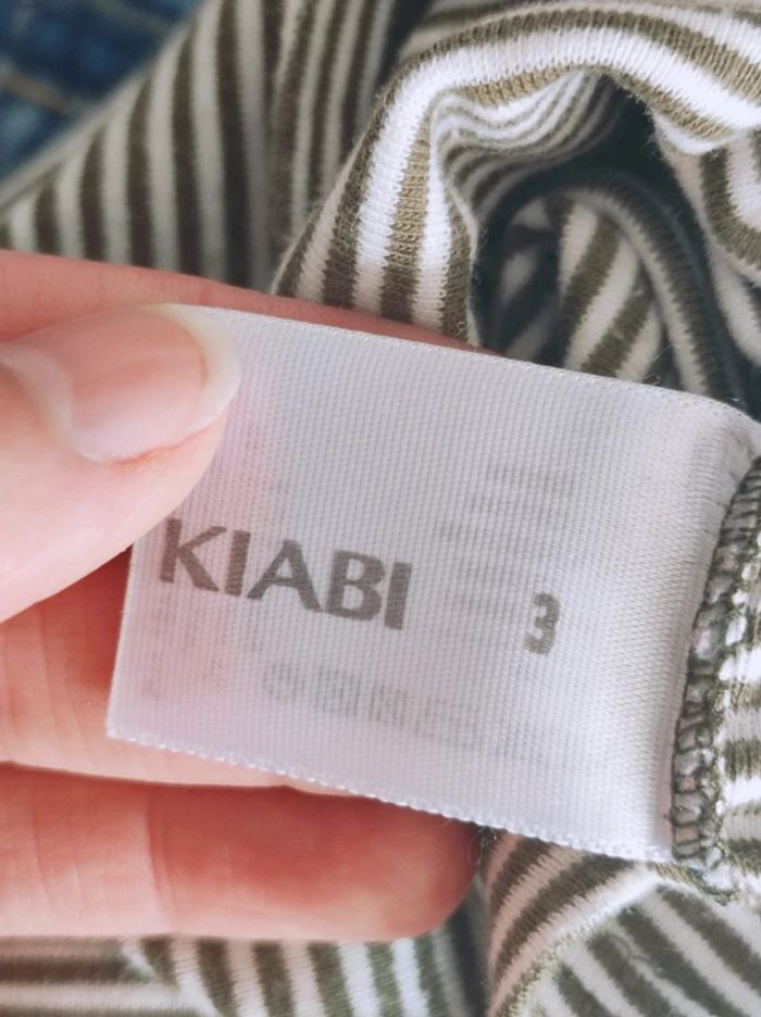 Tee-shirt blanc kaki rayé / Kiabi - 3 mois - photo numéro 3