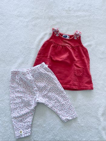 ensemble legging et blouse « Mots d’enfants » taille 3 mois