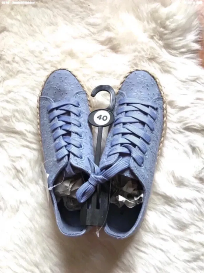 Baskets bleues en toile et en jute taille 40 neuve avec étiquette - photo numéro 9