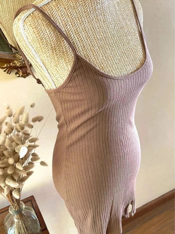 Robe cotelée Beige Robe Ajustée Style Décontracté Chic et Confortable Taille S