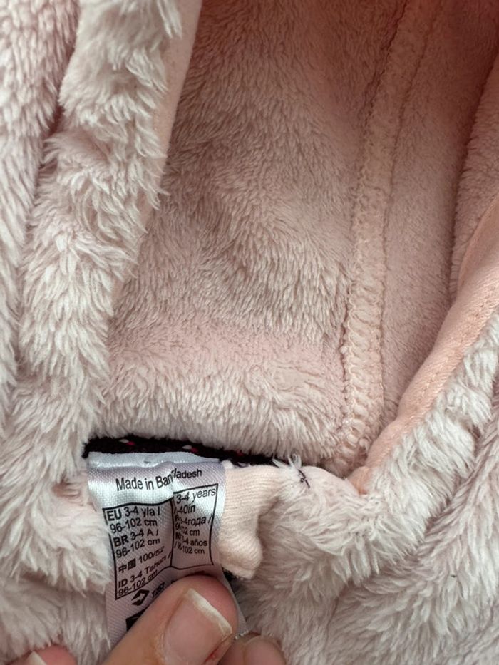 🧥Veste à capuche tout doux rose - fille 3-4 ans- très bon état - photo numéro 5