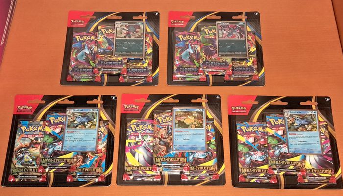Lot pokémon 5 tripacks (3 x ME01 + 2 x ME02) scellés