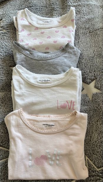 4 maillots de corps manches longues  fille 3 ans verbaudet 