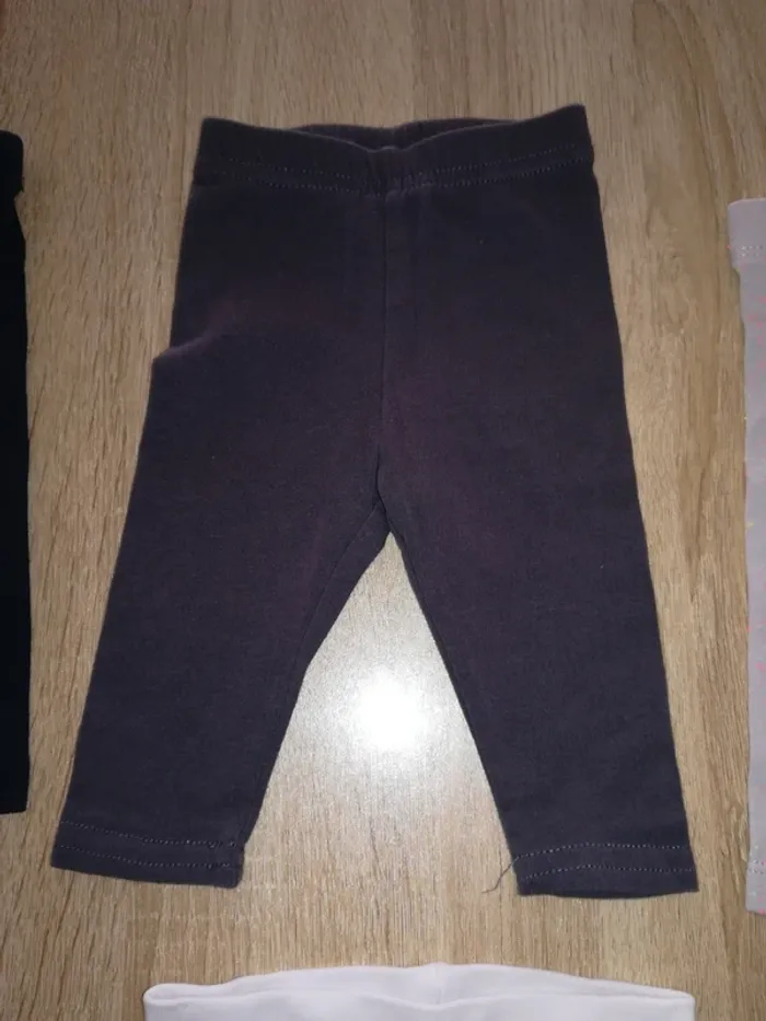 Lot de 3 pantalons leggings, été, bébé fille, 3/6mois - photo numéro 4