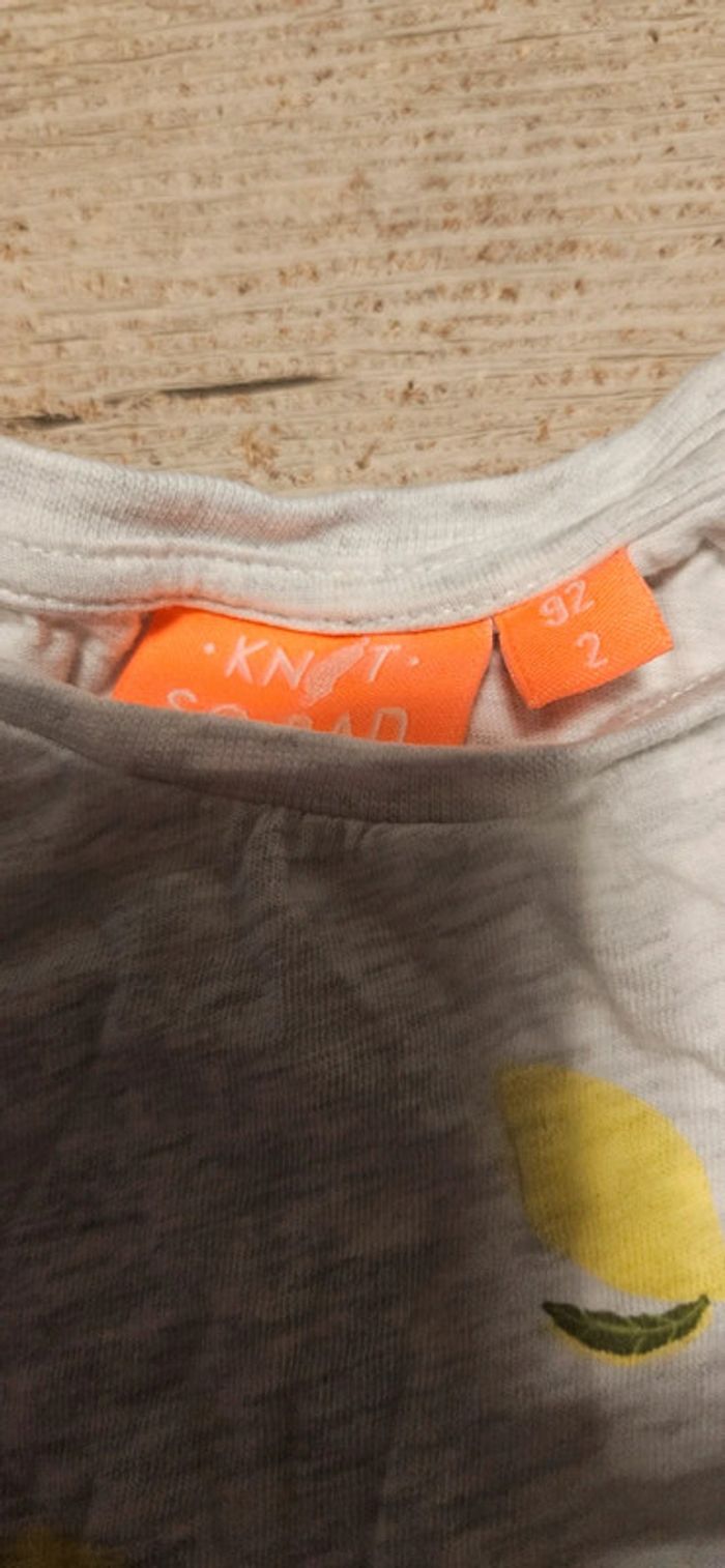 T shirt gris à manches courtes avec citron, Knot so bad, 2 ans, nickel - photo numéro 4