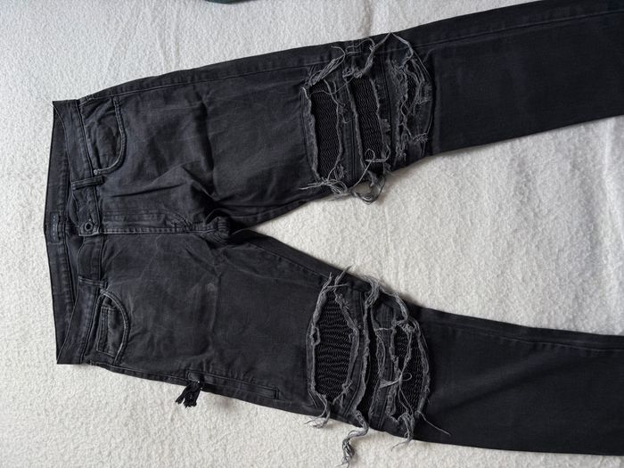 Jean homme Zara – Gris foncé effet usé avec renforts – Coupe slim – Taille 46 XL/XXL - photo numéro 3