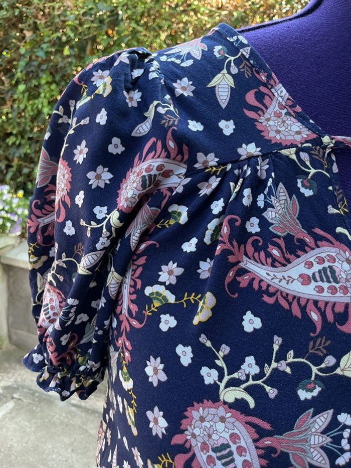 Blouse manches avec élastique ainsi qu’à la taille tons des bleus Chicorée S - photo numéro 5