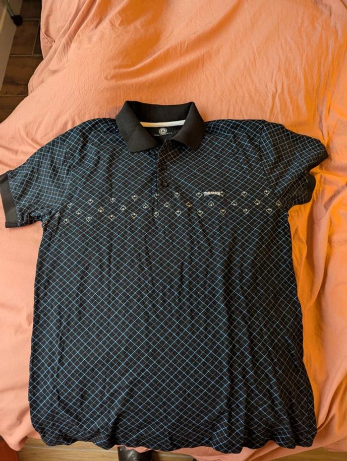 Polo Trasher noir à carreaux taille M