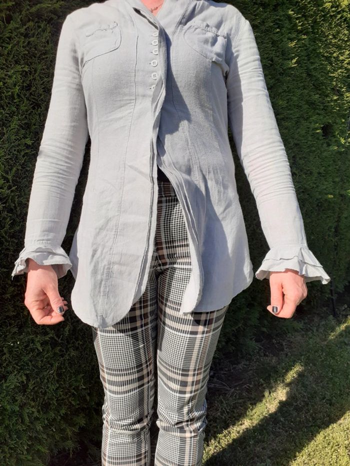 Magnifique tunique en lin grise - photo numéro 3