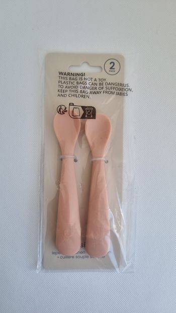 Lot de 2 cuillères en silicone souple pink jollein neuf