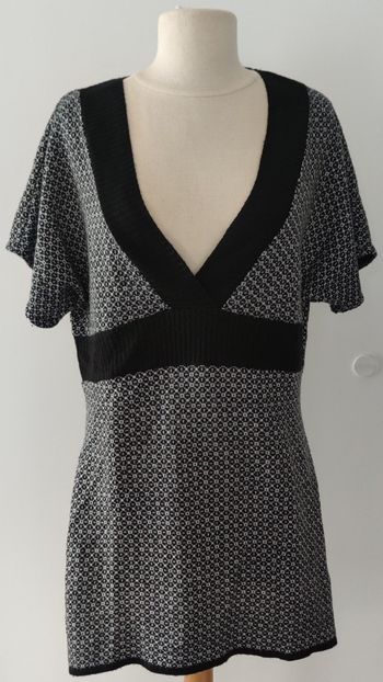 Tunique Femme Jacqueline Riu Noir et Blanc Manches Courtes Taille L - Bon état