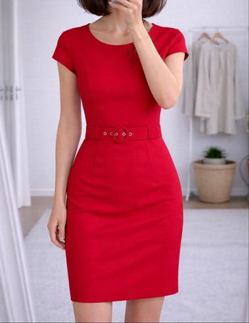 Robe midi fourreau rouge cintrée Mango 