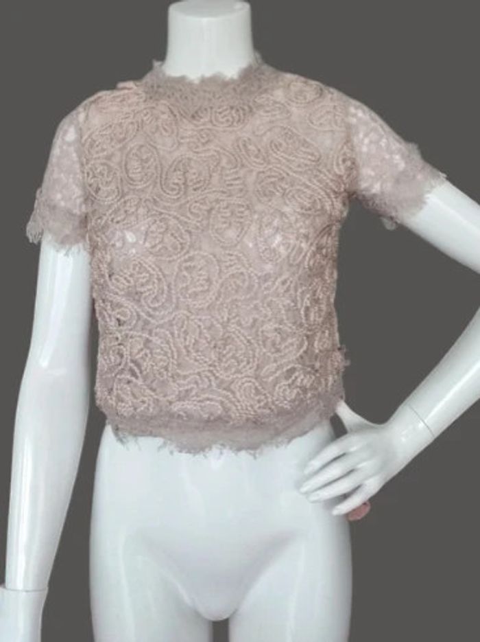 Haut marron dentelle