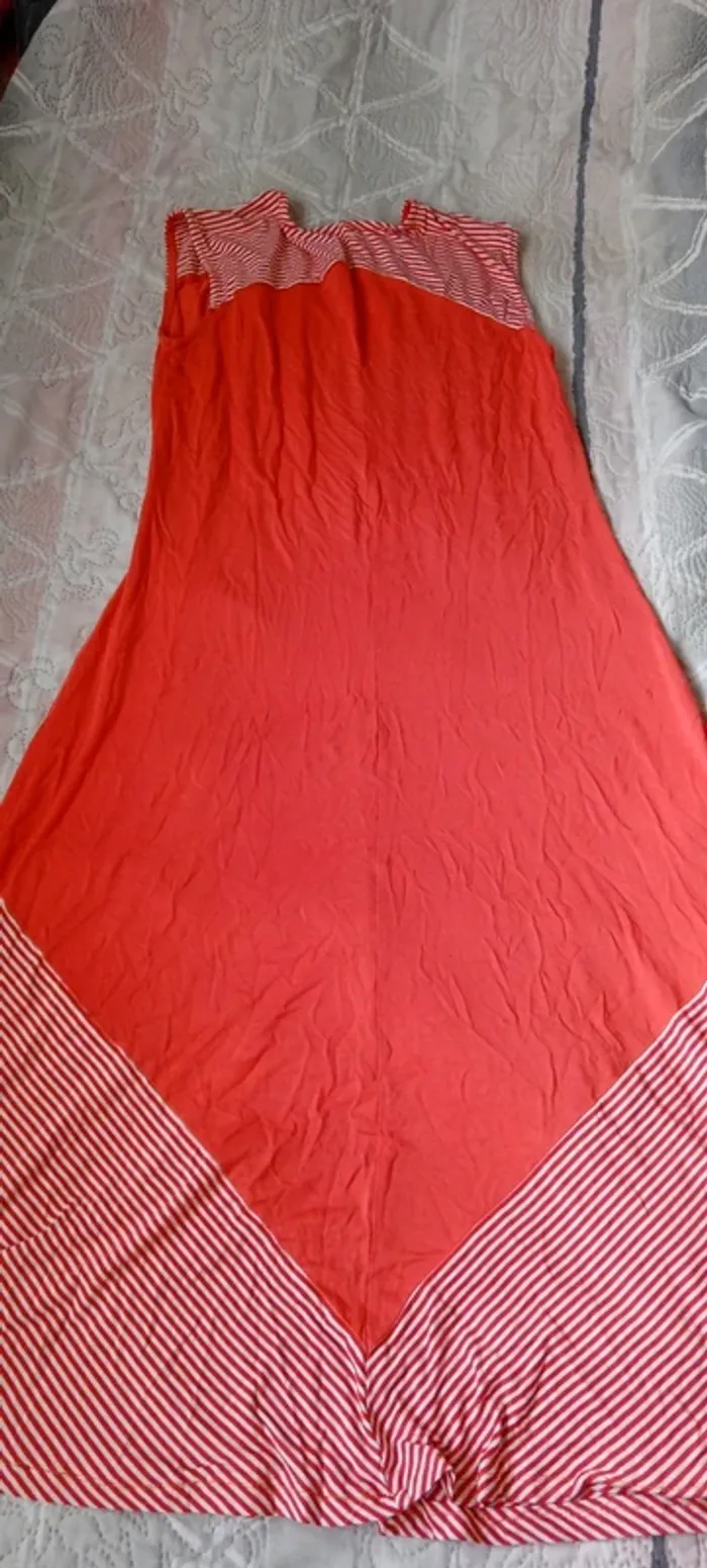 Robe très longue débardeur fluide avec rayures corail femme Xl - photo numéro 14