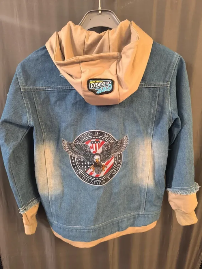 304596 veste en jean bleu avec capuche 14 ans "united states of america" - photo numéro 2