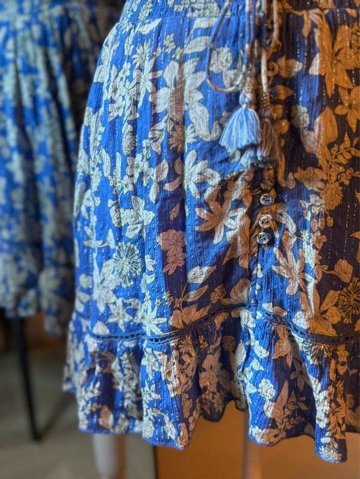 Robe d’été Goa dos ouvert à fleurs bleu blanc T.36 - photo numéro 5