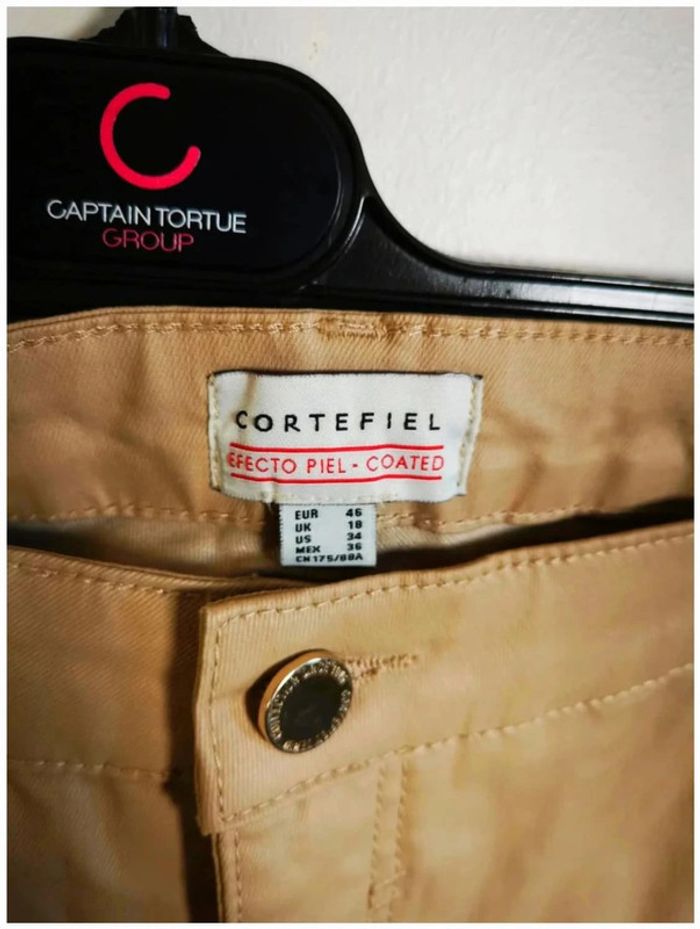 C33 pantalon simili beige Cortefiel 46 - photo numéro 3