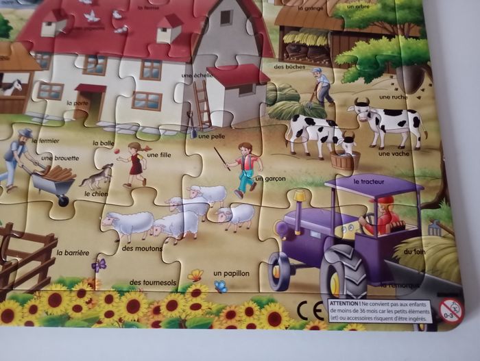 Puzzle 35 pièces.   À la ferme . Apprendre des mots . Parfait état. - photo numéro 2