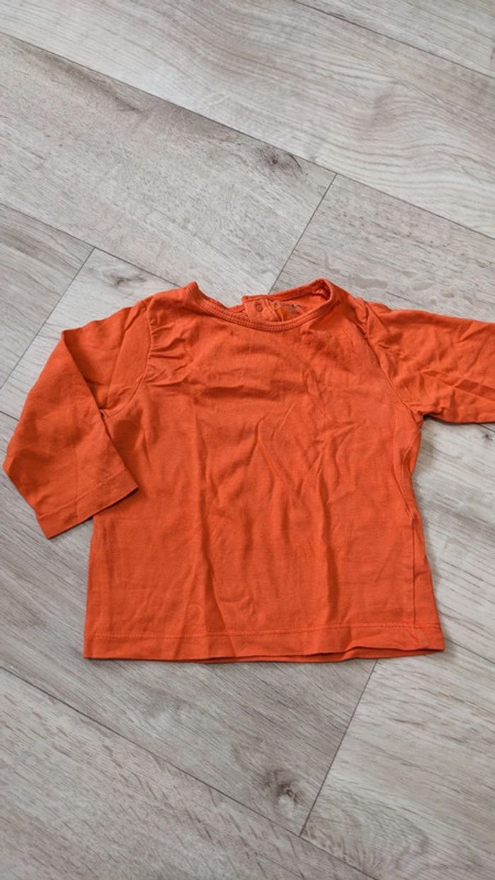 Tee-shirt manches longues Orange 12 Mois