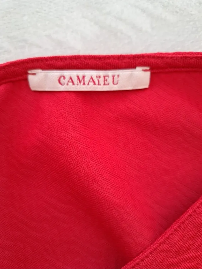 Robe rouge Camaïeu - patineuse - taille 36 - dos nu - décolleté en V - printemps été - photo numéro 5