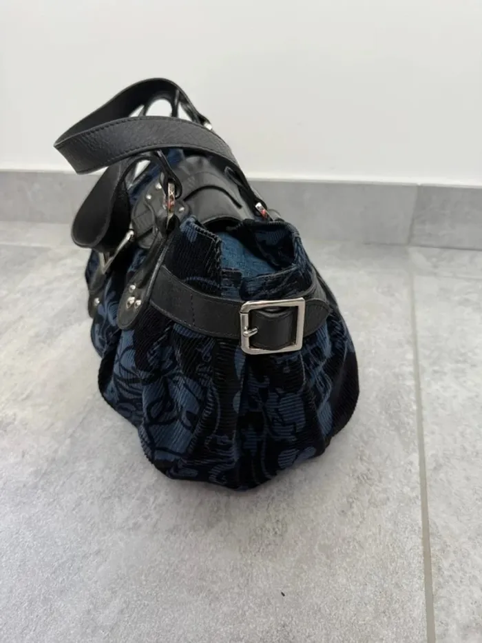 Sac à main Longchamp cuir et velours noir et bleu édition limité neuf - photo numéro 3