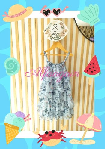 Robe bleue volants 8ans Gémo